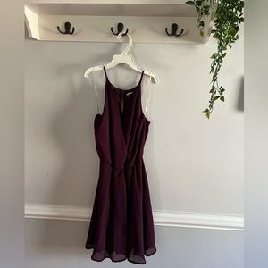 Miami brand sleeveless, high neck, above the knee deep purple dress